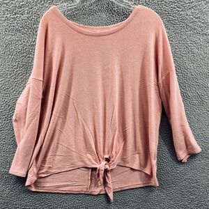 Womens Minimalist Top XL Lightweight Knit Tie Front Relaxed Oversized Capsule